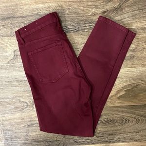 High Waisted Loft Outlet Burgundy Skinny Jeans Sz 6